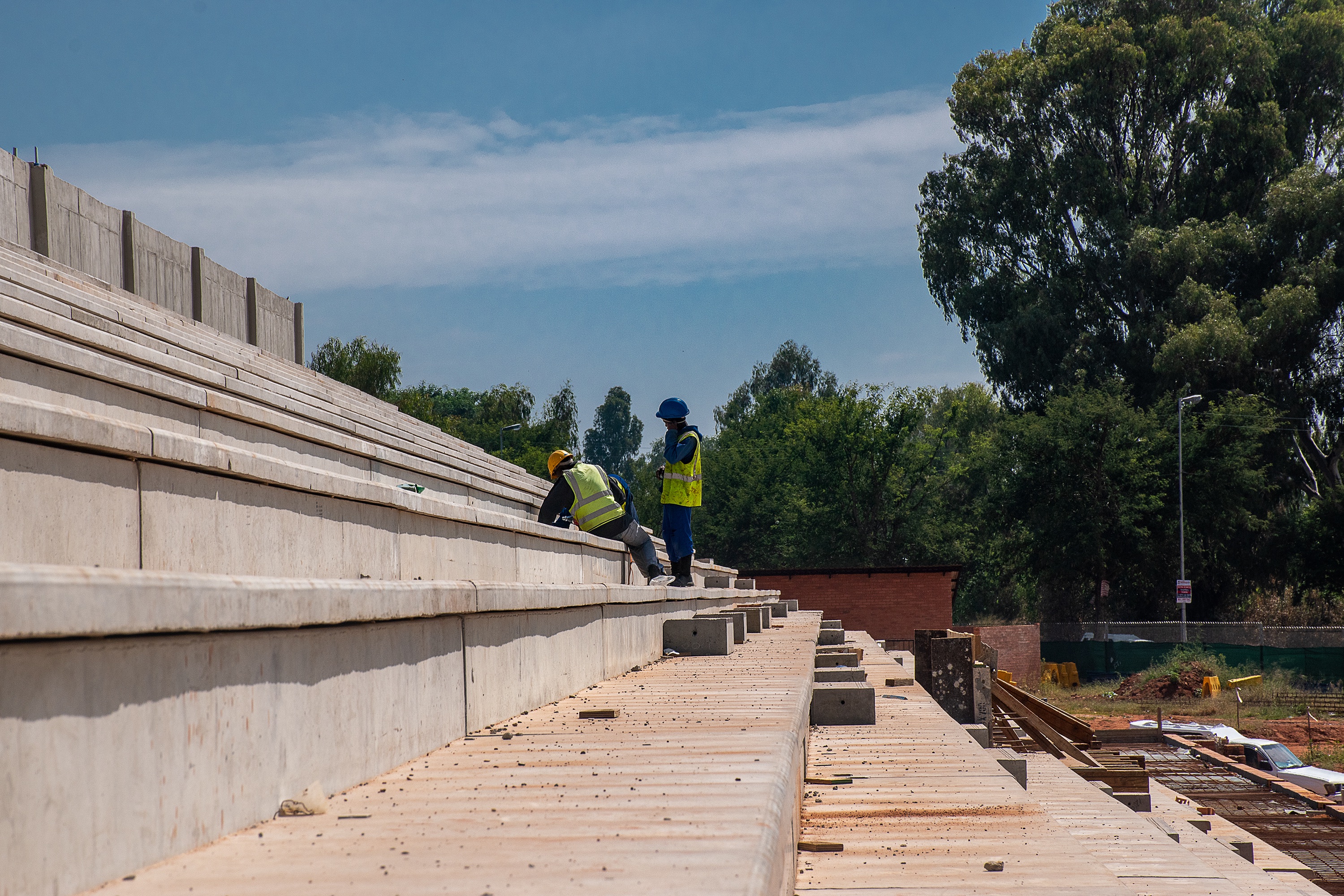 Concrete stadium terraces under construction by Staruts Construction